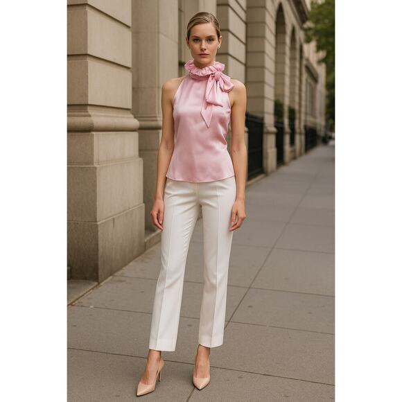 Ralph Lauren Collection Purple Label Ruffle Collar Silk Blouse Tie Neck Pink 2 - Picture 15 of 15